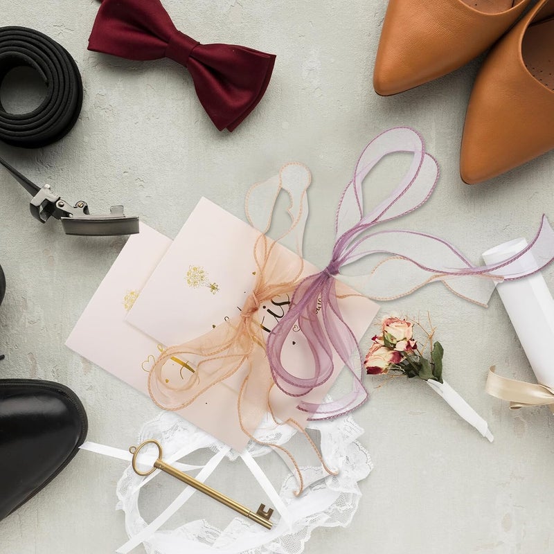Wedding Vow Cards Set 2pcs Ribbon Vow Books for Wedding Ceremony and Bridal Shower Speech Cards with Fish Tail Satin Cover for Brides - Image 4