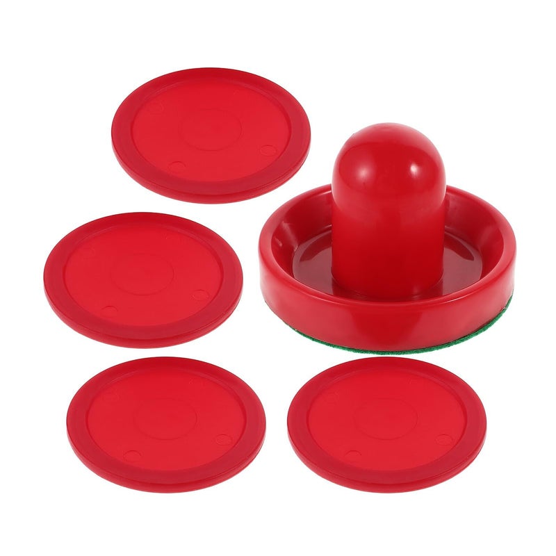 Red Round Handle Air Hockey Pushers and Pucks Set with 96mm Strikers for Game Table Replacement - Image 2