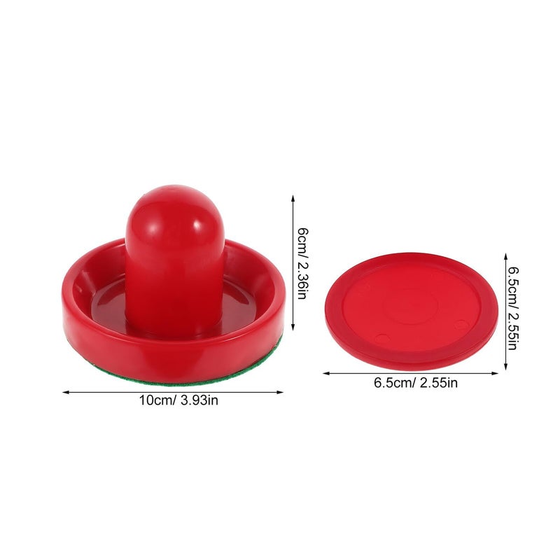 Red Round Handle Air Hockey Pushers and Pucks Set with 96mm Strikers for Game Table Replacement - Image 3