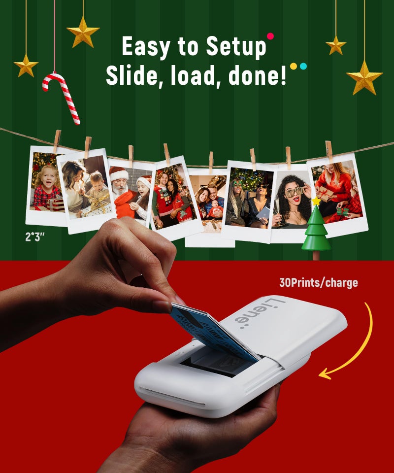 Liene 2x3â€ Photo Printer, Mini Photo Printer w/ 5 Zink Adhesive Photo Paper, Bluetooth 5.0, Compatible w/iOS & Android, Portable Color Mono Instant Photo Printer for iPhone, Smartphone, Pearl White - Image 4
