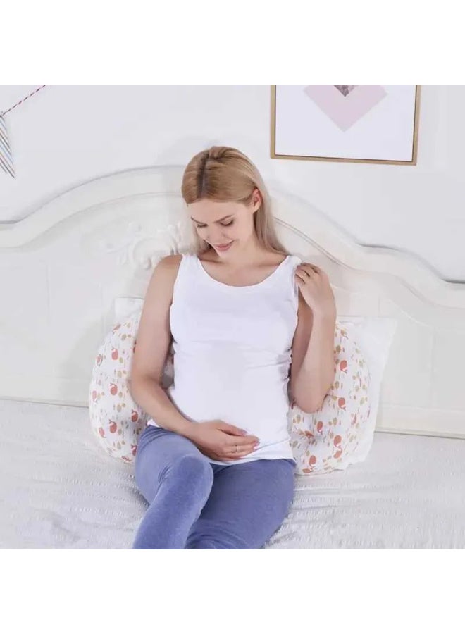 MiniMe Maternity Support Pillow | Pregnant Women | White & Pink Floral | Polyester & Cotton Blend | Ergonomic U-Shape & Full-Body Support | Soft & Breathable | Lightweight & Portable | Easy Care - Image 2