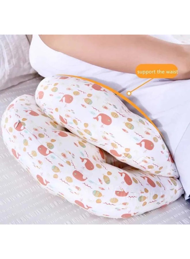 MiniMe Maternity Support Pillow | Pregnant Women | White & Pink Floral | Polyester & Cotton Blend | Ergonomic U-Shape & Full-Body Support | Soft & Breathable | Lightweight & Portable | Easy Care - Image 5