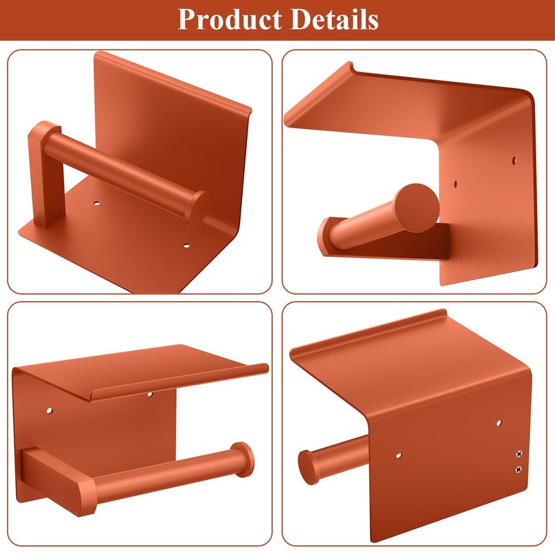 Tindbea Toilet Paper Holder with Shelf Adhesive or Screw Wall Mounted Toilet Paper Roll Dispenser Storage  Stainless Steel Bathroom Shelf Holder Accessories (Crimson) - Image 4