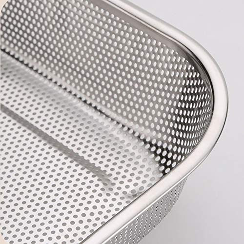 Cedilis 2 Pack Large Stainless Steel Colander Strainer, 6 Quart Mesh Vegetable Washing Basket, Rectangle Drainer Sink Basket for Vegetable Fruit Food (15" x 11" x 2.6") - Image 5
