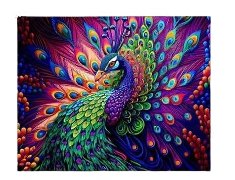 TREXEE DIY Oil Painting Paint by Numbers Kit for Kids and Adults, 16" Wx20" Linen Oil Canvas, Pre-Printed Canvas with Brushes and Pigment, DIY Color Oil Painting Acrylic Paints, Peacock Painting - Image 3