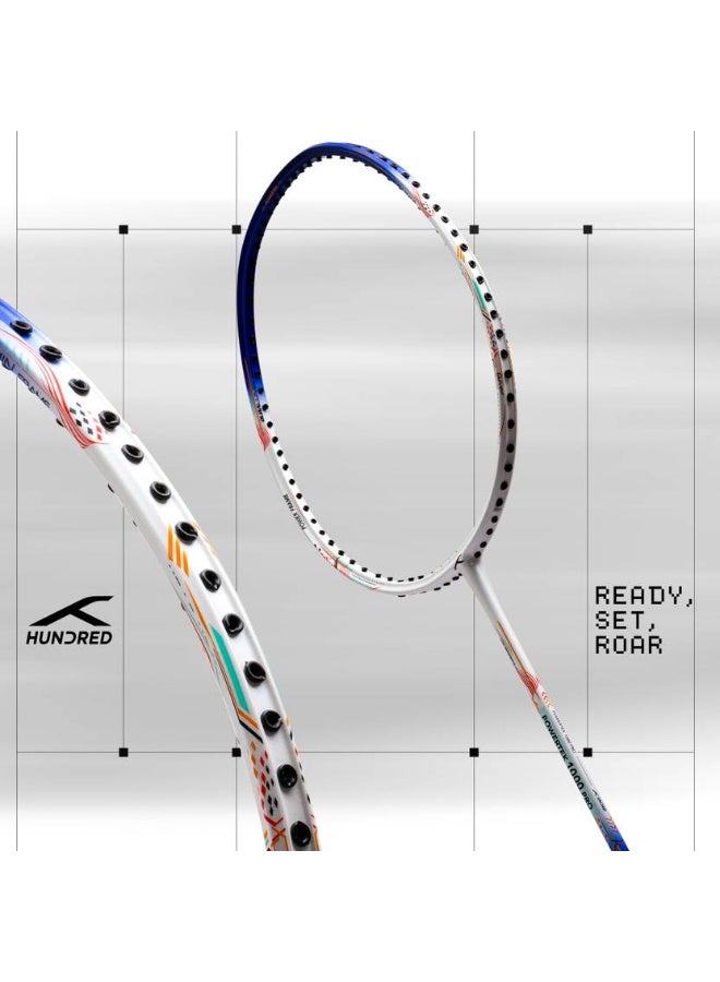 HUNDRED Hundred Powertek 1000 Pro Full Graphite Shaft White Strung Badminton Racquet  (Pack of: 1, 95 g) - Image 2