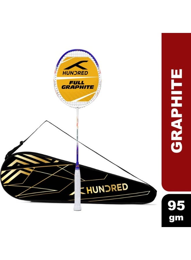 HUNDRED Hundred Powertek 1000 Pro Full Graphite Shaft White Strung Badminton Racquet  (Pack of: 1, 95 g) - Image 1