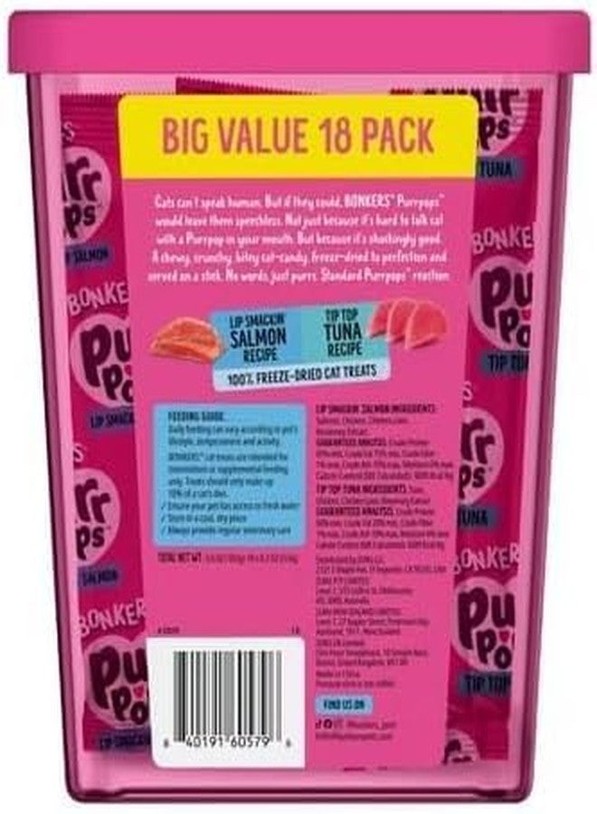 Bonkers Purrpops Cat Treats, Salmon and Tuna Flavors, 18 Count Value Pack - Image 2