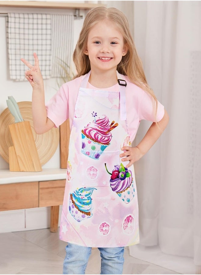 Wernnsai - Toddler Girls Aprons - Cupcake Kids Aprons for Girls Toddler Paint Art Smock Waterproof Cooking Baking Painting Gardening Artist Chef Apron for Kids Age 2-5 Years - Image 1