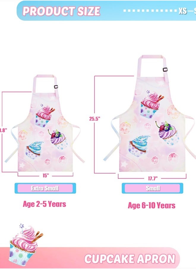 Wernnsai - Toddler Girls Aprons - Cupcake Kids Aprons for Girls Toddler Paint Art Smock Waterproof Cooking Baking Painting Gardening Artist Chef Apron for Kids Age 2-5 Years - Image 1