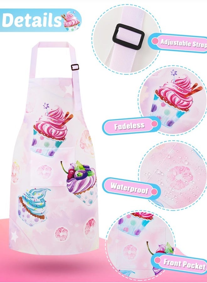 Wernnsai - Toddler Girls Aprons - Cupcake Kids Aprons for Girls Toddler Paint Art Smock Waterproof Cooking Baking Painting Gardening Artist Chef Apron for Kids Age 2-5 Years - Image 1