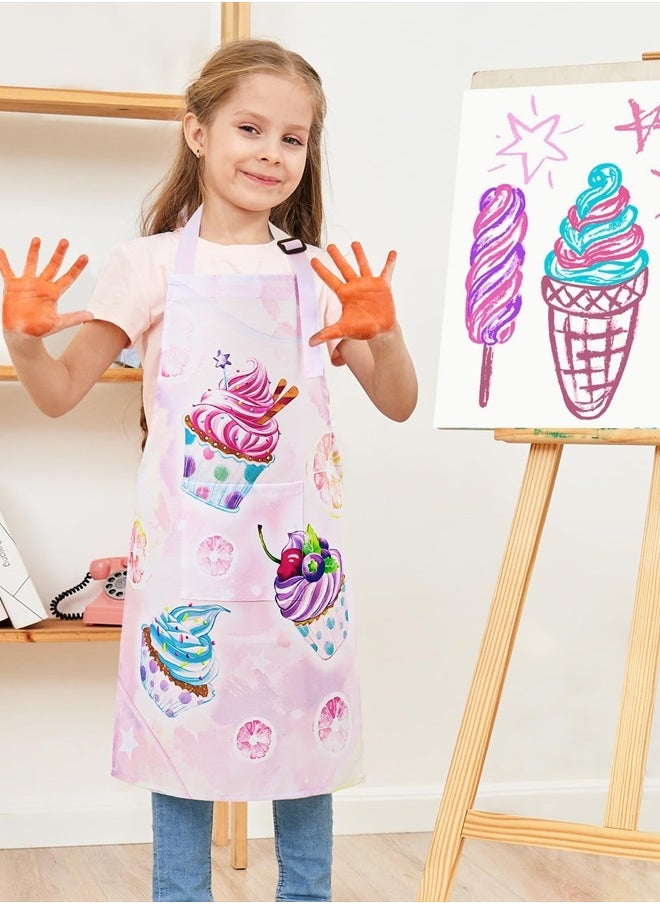 Wernnsai - Toddler Girls Aprons - Cupcake Kids Aprons for Girls Toddler Paint Art Smock Waterproof Cooking Baking Painting Gardening Artist Chef Apron for Kids Age 2-5 Years - Image 1