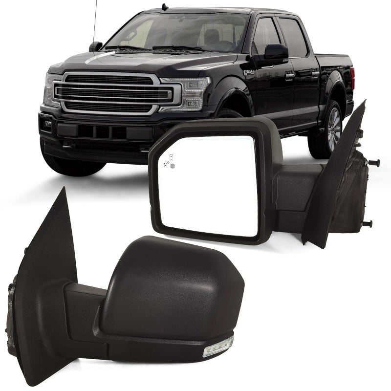 Lqito Left Driver Door Mirror with Power GlassHeated Puddle LightsClearnce LampBlind Spot Detection and Manual Folding Fits 20152020 Ford F150 Replace FL3Z17683FA11Pins