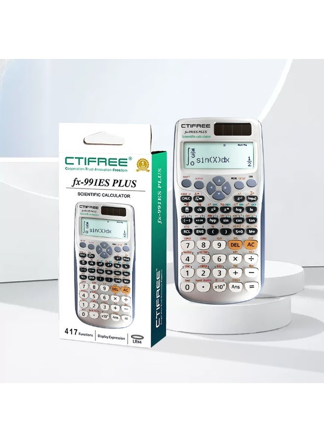 سيتيفري آلة حاسبة علمية CTIFREE FX-991ES Plus، 417 وظيفة، 10+2 أرقام، تعمل بالطاقة الشمسية والبطارية - Image 1