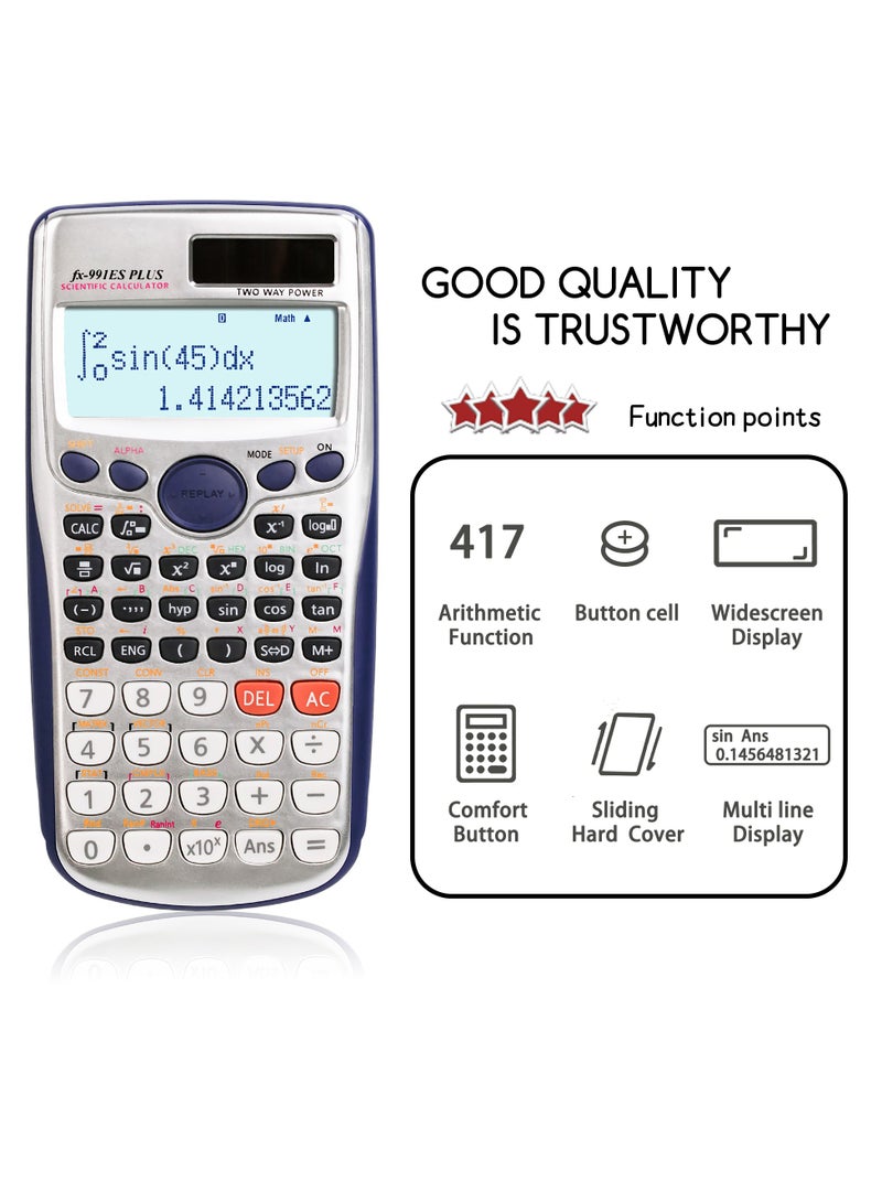 سيتيفري آلة حاسبة علمية CTIFREE FX-991ES Plus، 417 وظيفة، 10+2 أرقام، تعمل بالطاقة الشمسية والبطارية - Image 2