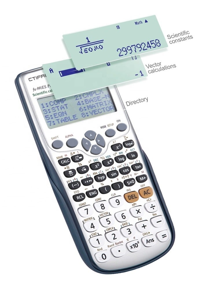 سيتيفري آلة حاسبة علمية CTIFREE FX-991ES Plus، 417 وظيفة، 10+2 أرقام، تعمل بالطاقة الشمسية والبطارية - Image 4