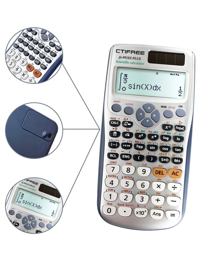 سيتيفري آلة حاسبة علمية CTIFREE FX-991ES Plus، 417 وظيفة، 10+2 أرقام، تعمل بالطاقة الشمسية والبطارية - Image 3