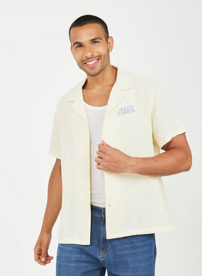 Styli Premium Linen Blend Printed Resort Shirt