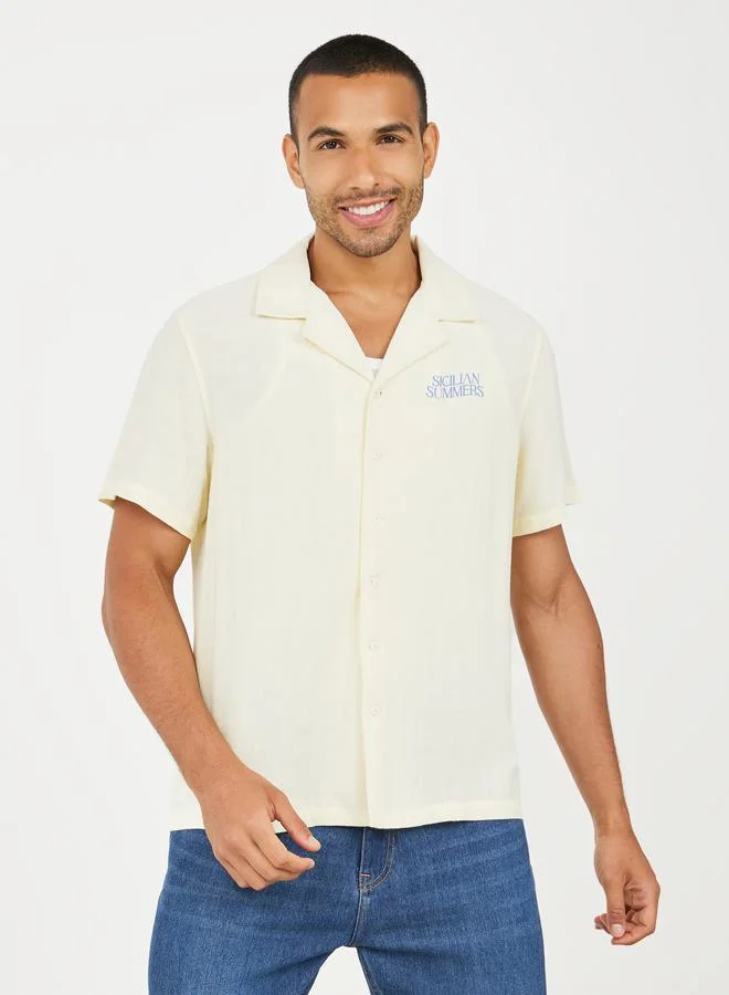 Styli Premium Linen Blend Printed Resort Shirt