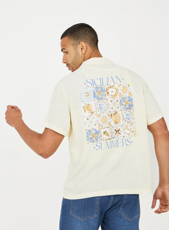 Styli Premium Linen Blend Printed Resort Shirt