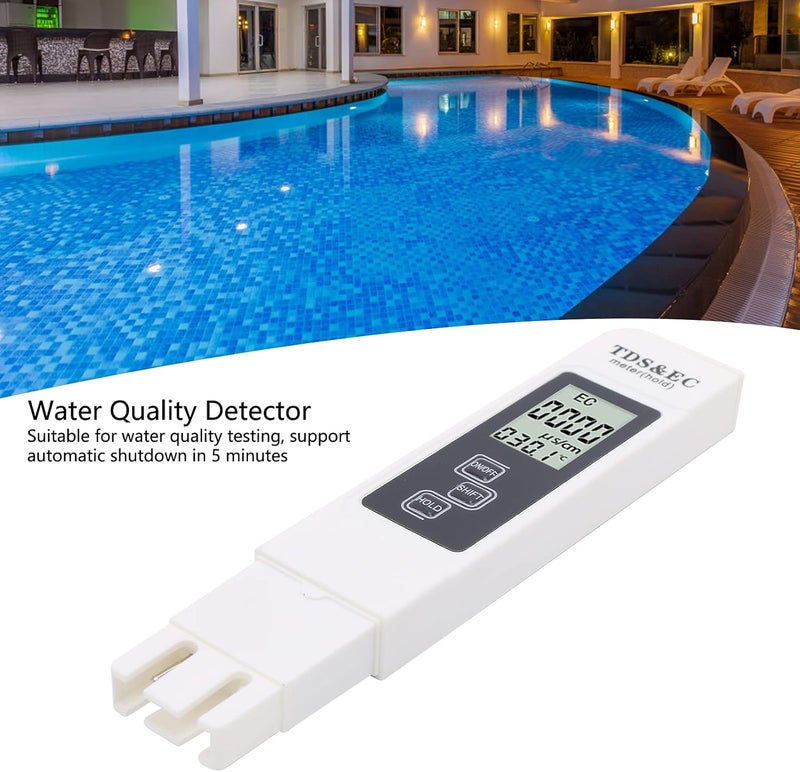 ويوبلز جهاز كشف جودة المياه، جهاز اختبار جودة المياه 3 في 1، مقياس TDS و EC ودرجة الحرارة محمول مع شاشة LED عالية الدقة (أبيض) - Image 3