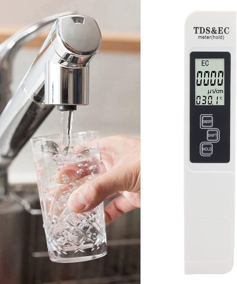 ويوبلز جهاز كشف جودة المياه، جهاز اختبار جودة المياه 3 في 1، مقياس TDS و EC ودرجة الحرارة محمول مع شاشة LED عالية الدقة (أبيض) - Image 2