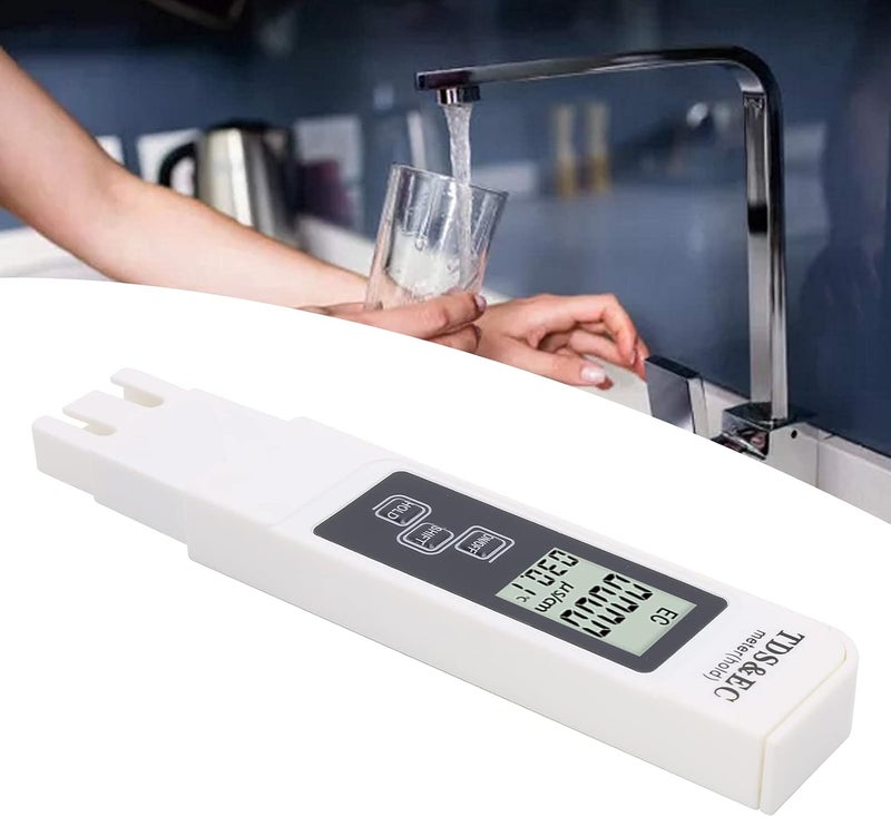 ويوبلز جهاز كشف جودة المياه، جهاز اختبار جودة المياه 3 في 1، مقياس TDS و EC ودرجة الحرارة محمول مع شاشة LED عالية الدقة (أبيض) - Image 1