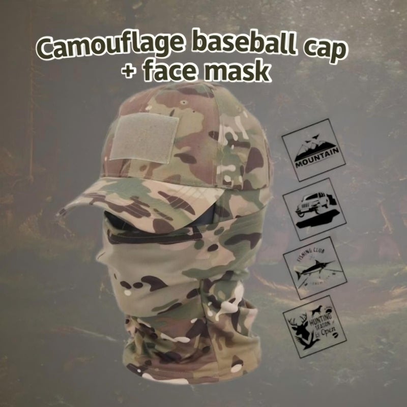 Generic Mrchrogge Camouflage Balaclava Face Mask,Baseball Cap Mask Set,with Cooling Sun UV Neck Gaiter Cap,Ski Mask for Men Women - Image 2