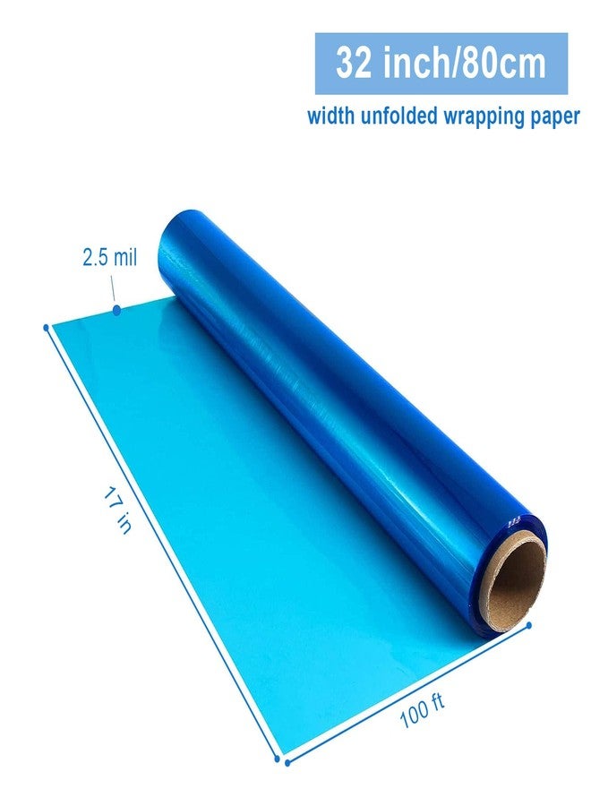 CYEAH 100 ft x 34 in Extra Wide Cellophane Wrap Roll Blue, 2.5 Mil Thick Transparent Blue Cellophane Wrapping Paper, Colored Cellophane Wrap for Candies, Gift Flower Basket Decoration - Image 2