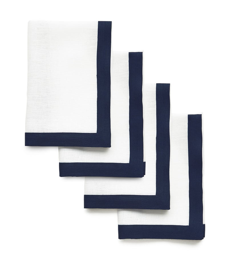 Solino Home Solino Home Classic Linen Dinner Napkins - 100% Pure Linen Fabric 20 x 20 Inch Napkins Navy and White - Set of 4 Napkins for Spring  Summer  Dining  Mother's Day - Handcrafted from European Flax  - Image 1