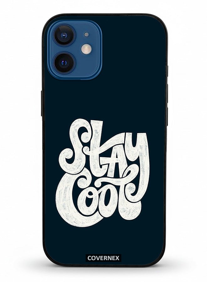 Covernex Apple iPhone 12 Mini Protective Case Cover Printed Featuring Stay Cool Retro Croovy Typography - Image 2