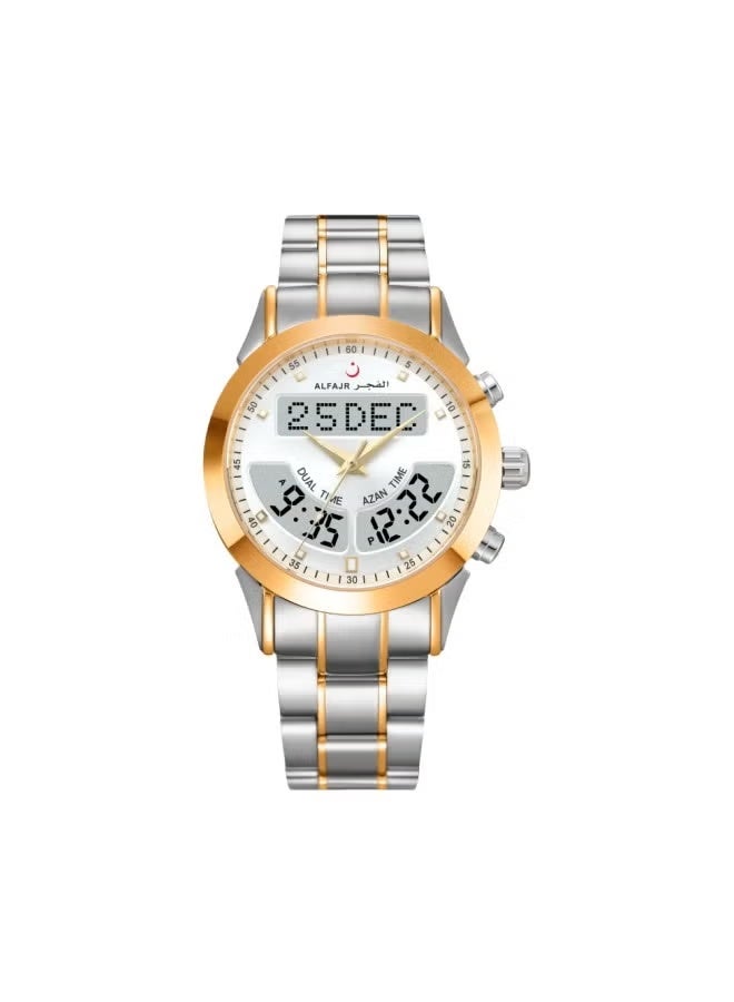 الفجر ساعة لاكشري 360 فضية فضية ذهبية من الفولاذ المقاوم للصدأ للرجال WA-10