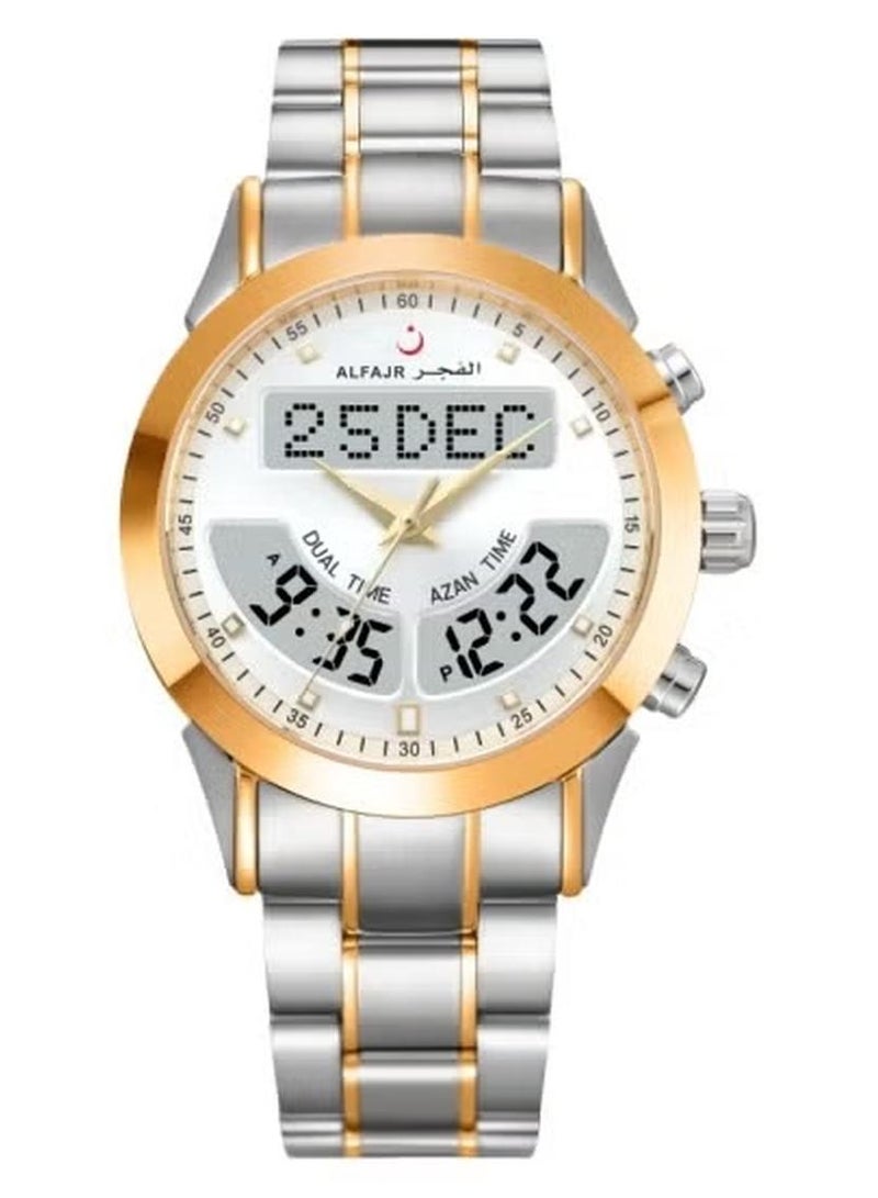 Al Fajr Luxury 360 Silver Gold Gold Stainless Steel Men's Watch WA-10GSW