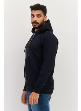Gazzarrini Men Brand Logo Long Sleeves Hoodie, Dark Navy  - Image 3