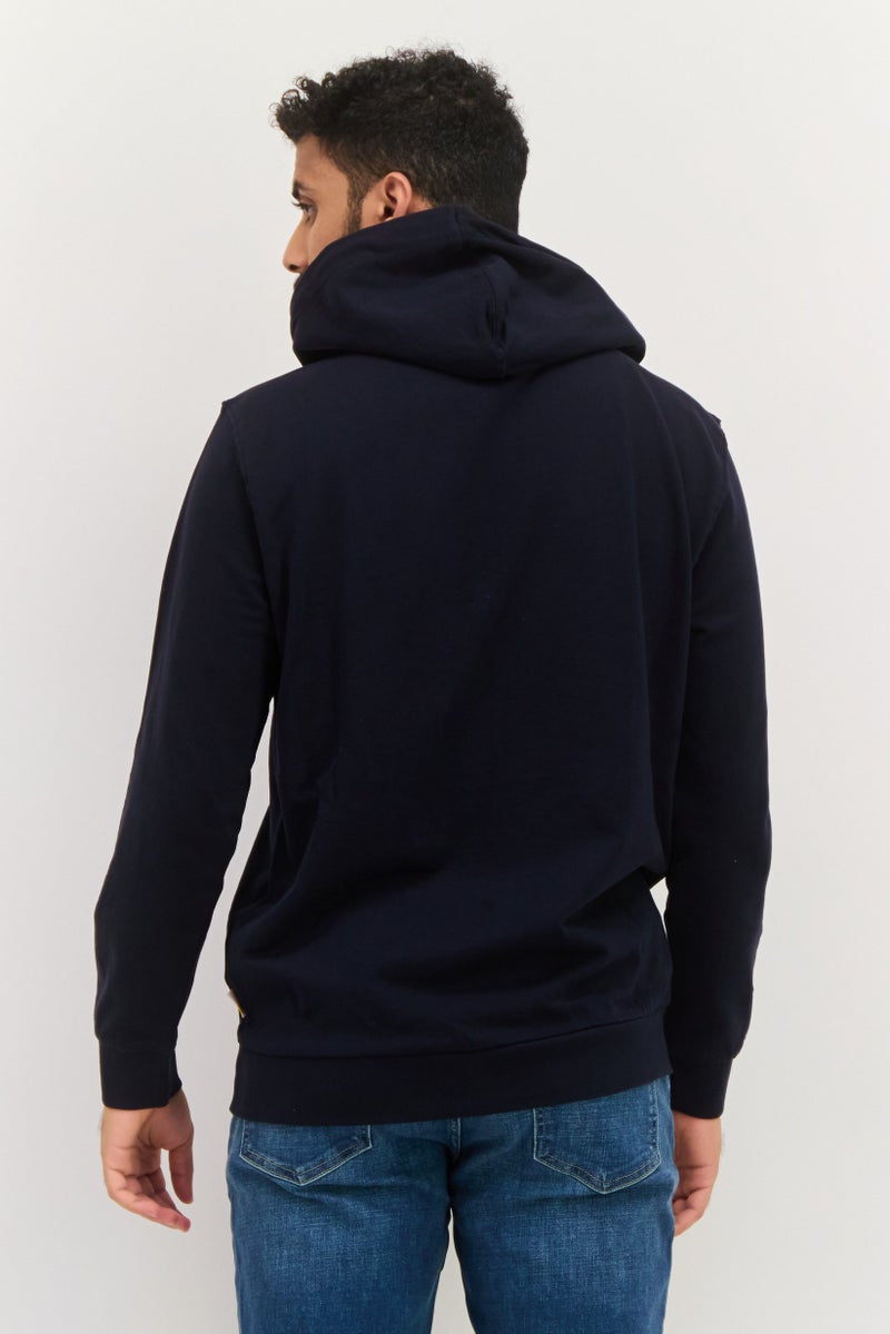 Gazzarrini هودي بأكمام طويلة للرجال بشعار العلامة التجارية، كحلي داكن - Image 2