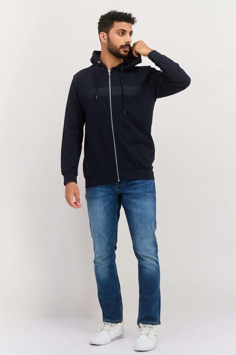 Gazzarrini هودي بأكمام طويلة للرجال بشعار العلامة التجارية، كحلي داكن - Image 4