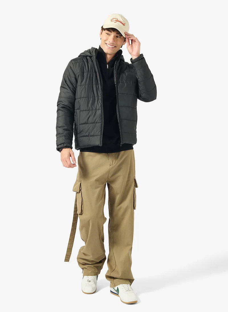 Seventy Five  Casual Zip Through Puffer Jacket With Hood for Men | Best Price UAE