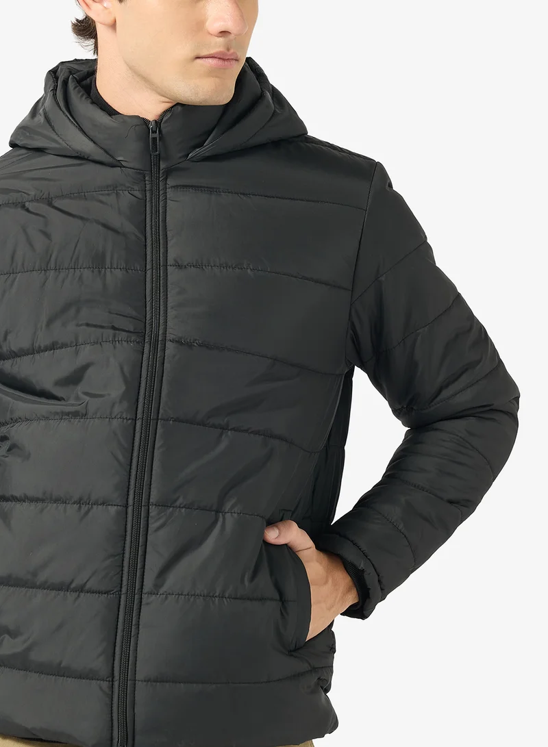 Seventy Five  Casual Zip Through Puffer Jacket With Hood for Men | Best Price UAE