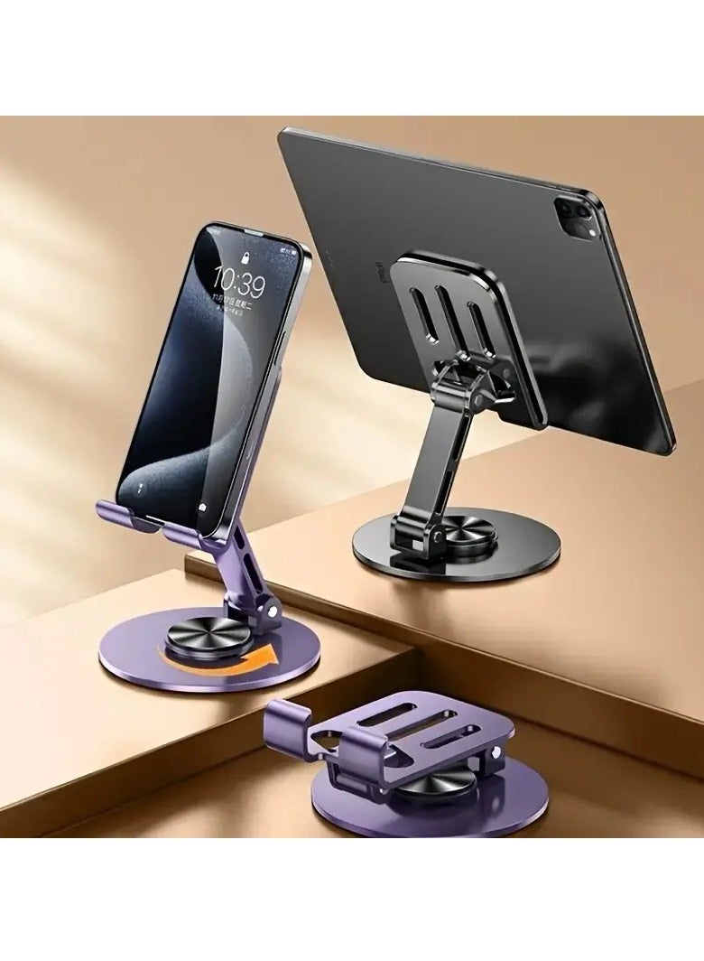 Metal Folding Mobile Stand  360° Rotatable Holder Desktop – Adjustable Angle & Height Base Rotation – Holder For Mobile & Tablet UP To 4-8 inch | Gray - Image 4