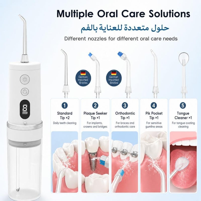 Cuorvag Cost saving user oriented build Water Flosser for Teeth, Portable Water Flosser and Cordless Oral Irrigator with 6 Nozzles, 9 Pressure Levels, Type-C Rechargeable, IPX7 Waterproof for Braces and Travel, White Affordable fast purchase options - Image 5