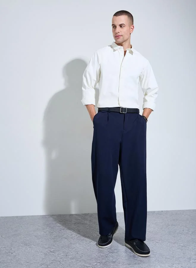 Styli Men White Solid Slim Fit Shirt