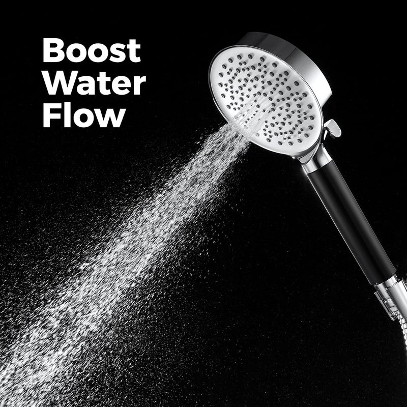 Mila India MILA Midnight Hand Shower MBHC0205CM Matt Black and Chrome Hand Shower Multi Function 5 Function Filter Shower RainBoost WaterShock WaterMixmixmix 120 260mm Hose 15 metres - Image 3