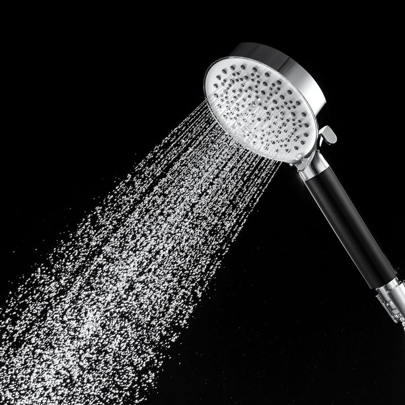Mila India MILA Midnight Hand Shower MBHC0205CM Matt Black and Chrome Hand Shower Multi Function 5 Function Filter Shower RainBoost WaterShock WaterMixmixmix 120 260mm Hose 15 metres - Image 1
