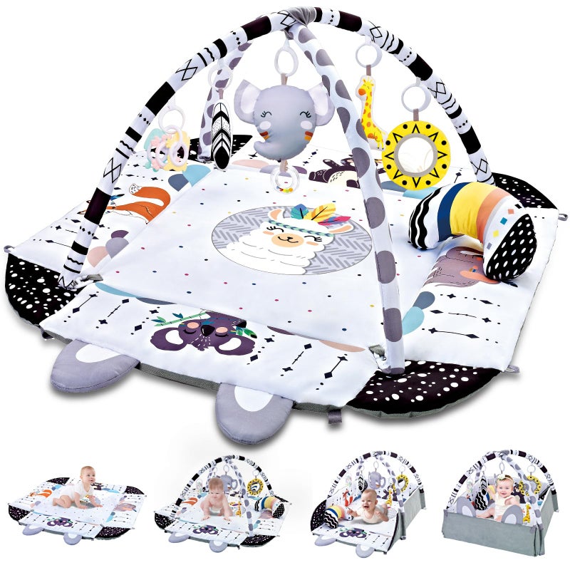 TFDER Baby Gym Play Mat, 8-in-1 Tummy Time Mat & Activity Gym, Washable Ball Pit, Infant Play Mat with Detachable Toys for Sensory Exploration and Motor Skill Development - Image 1