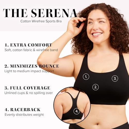 Leading Lady Sports Bra for Women - The Serena Wirefree Sports Bra - Black - Image 2