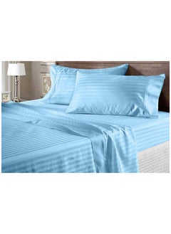 Hotel Collection HOTEL COLLECTION Stripe Light Blue King Size Fitted Sheet 180 x 200 cm with 2 Pillow Cases  - Image 2