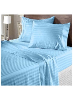Hotel Collection HOTEL COLLECTION Stripe Light Blue King Size Fitted Sheet 180 x 200 cm with 2 Pillow Cases  - Image 3