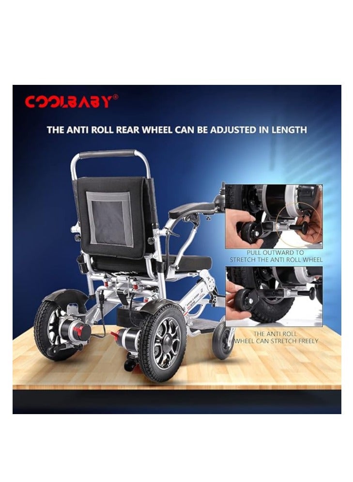 Cool Baby COOLBABY Lightweight Folding Electric Wheelchair Intelligent Aluminum Alloy Four-Wheel Drive Electric Non-slip Adult Wheelchair Compact Walking Wheelchair - Image 3