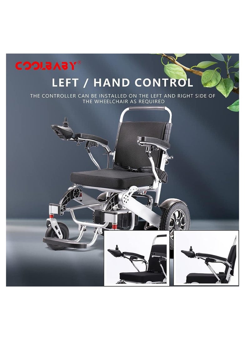 Cool Baby COOLBABY Lightweight Folding Electric Wheelchair Intelligent Aluminum Alloy Four-Wheel Drive Electric Non-slip Adult Wheelchair Compact Walking Wheelchair - Image 4