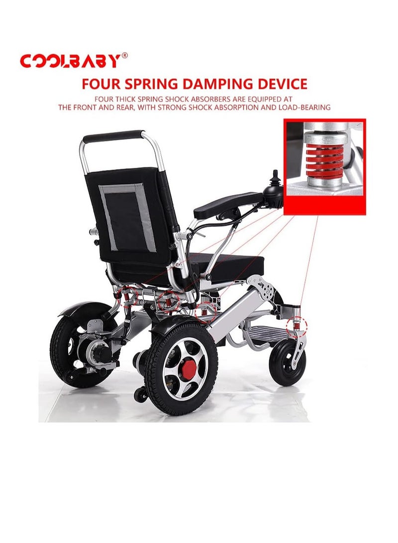 Cool Baby COOLBABY Lightweight Folding Electric Wheelchair Intelligent Aluminum Alloy Four-Wheel Drive Electric Non-slip Adult Wheelchair Compact Walking Wheelchair - Image 5